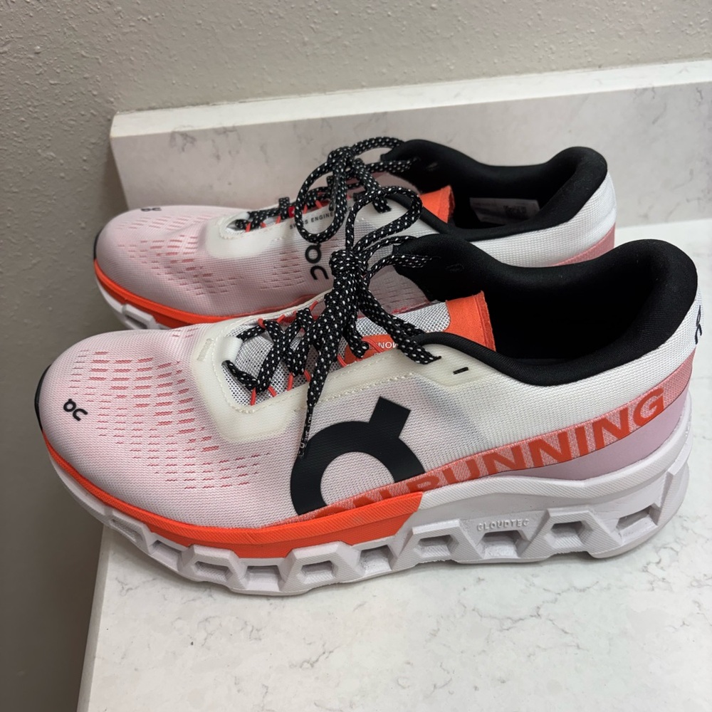 On Running Women's Athletic Shoes - White and Red - Picture 3 of 6